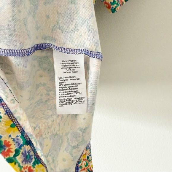 J. Crew Floral Multicolor Short Sleeve Polo Shirt Coolmax Men's Small Slim - Picture 4 of 6